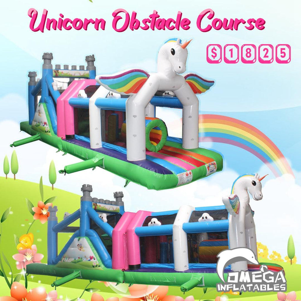 Rainbow 🌈 Unicorn Inflatable Obstacle Course for sale