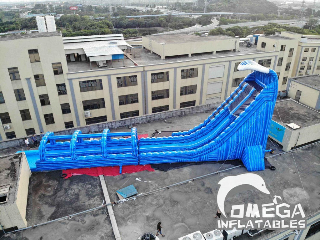 36FT Blue Monster Crush Inflatable Water Slide - Omega Inflatables Factory