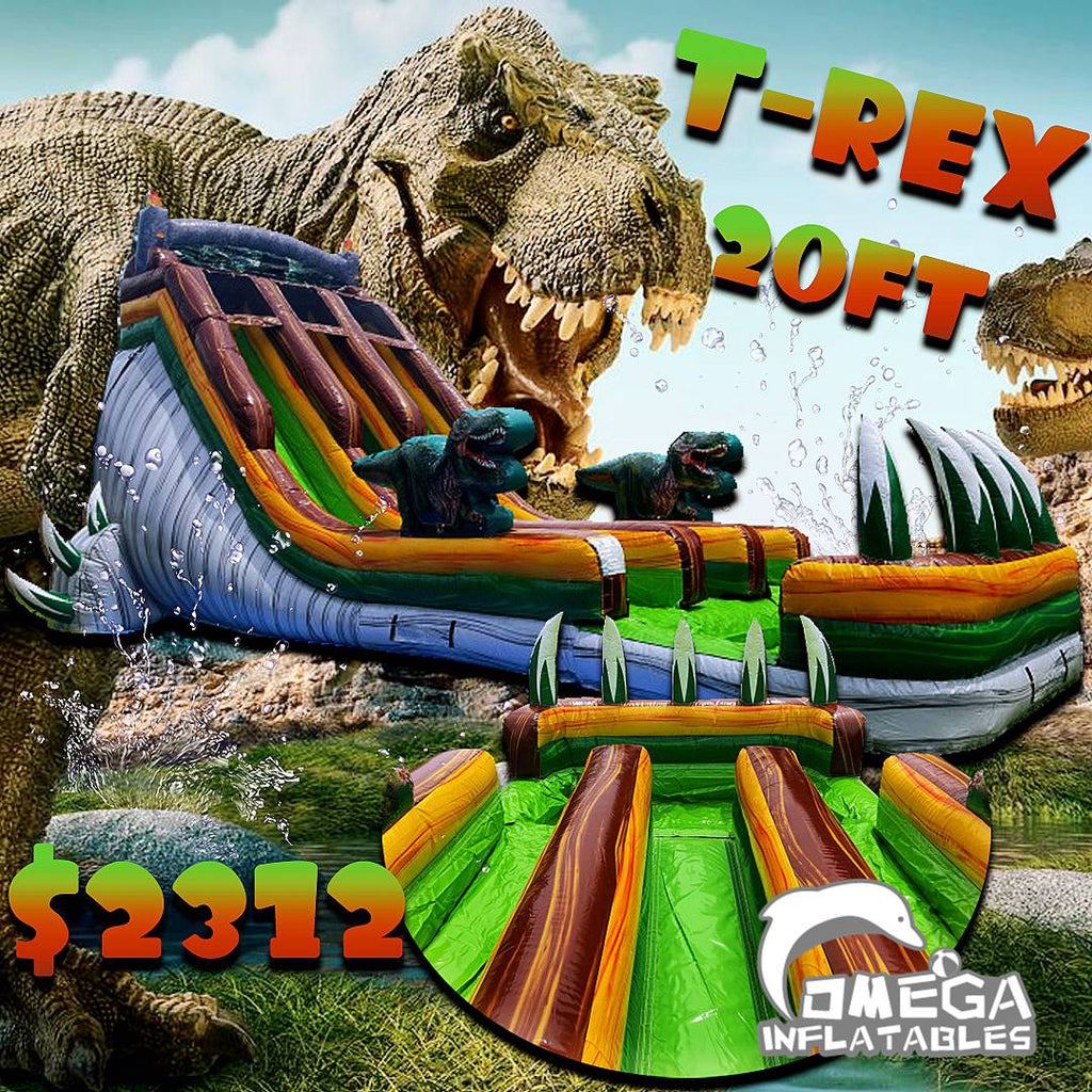 20FT T-Rex Dual Lane Commercial Inflatable Water Slide