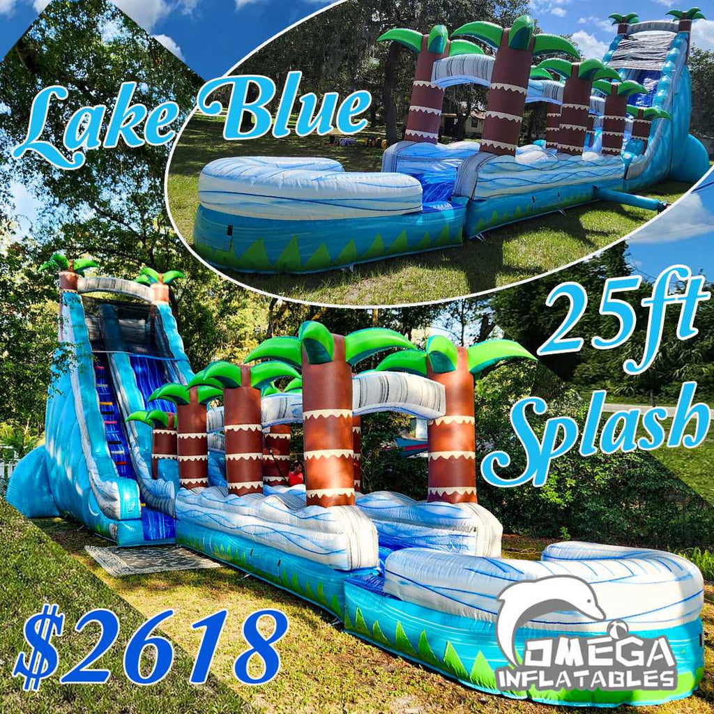 Splash Inflatables 25FT Lake Blue Splash Water Slide Commercial Inflatable for Sale ...