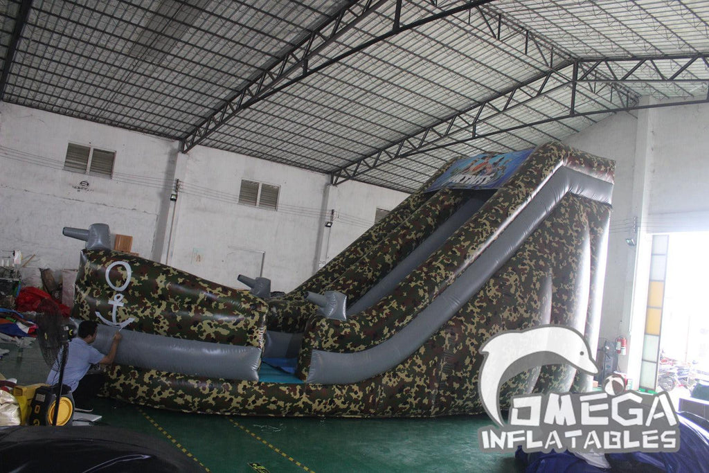 16FT Inflatable Camo Battleship Slide for Sale
