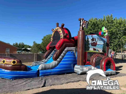 Pirate Activity Inflatable Inflatable Pirate Ship Wet Dry Combo – Omega Inflatables Factory