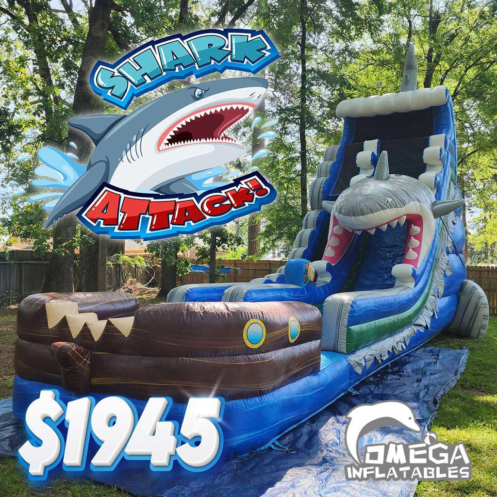 25FT Ship Wreck Shark Attack Inflatable Water Slide – Omega Inflatables ...