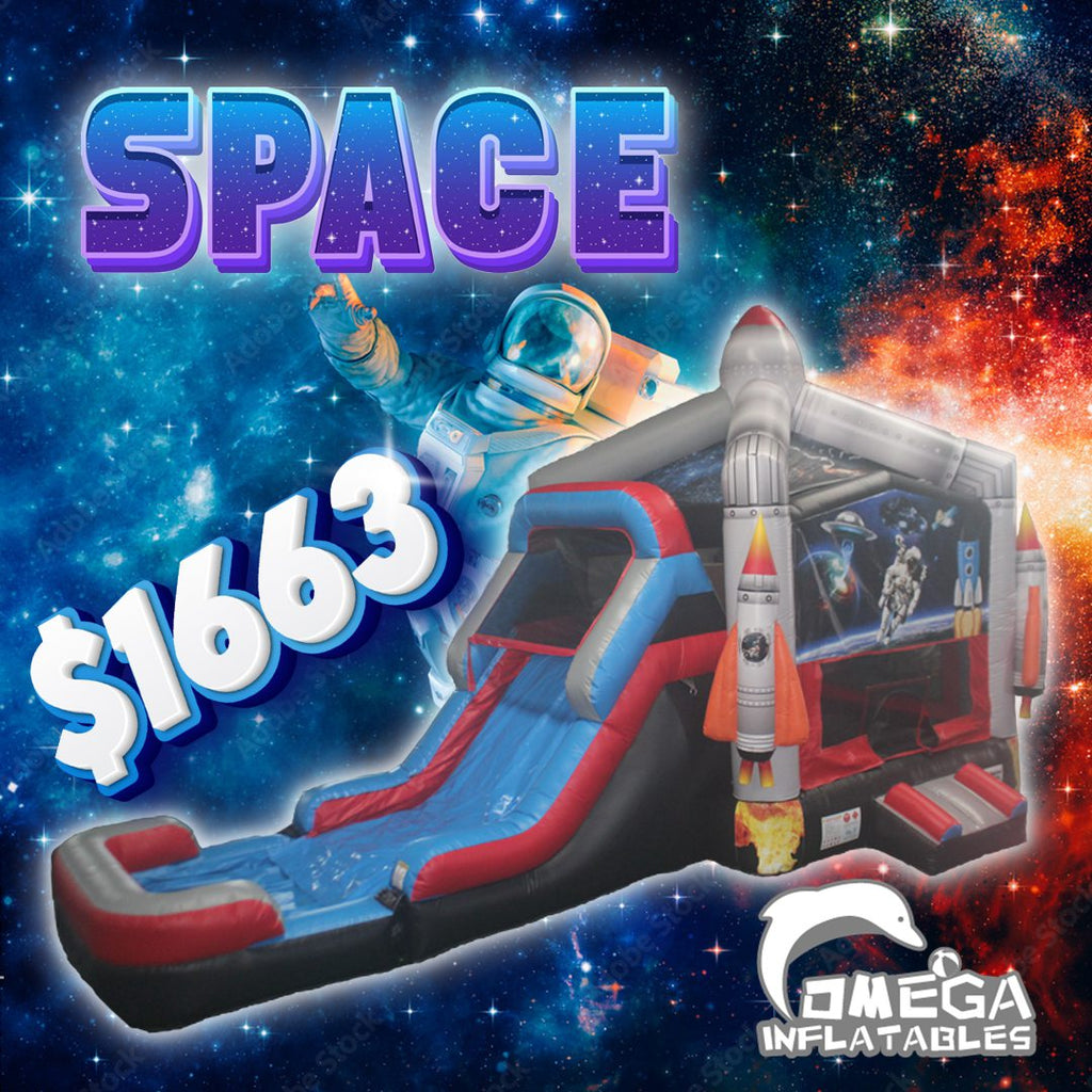 Inflatable Space Combo Moon Bouncers – Omega Inflatables Factory