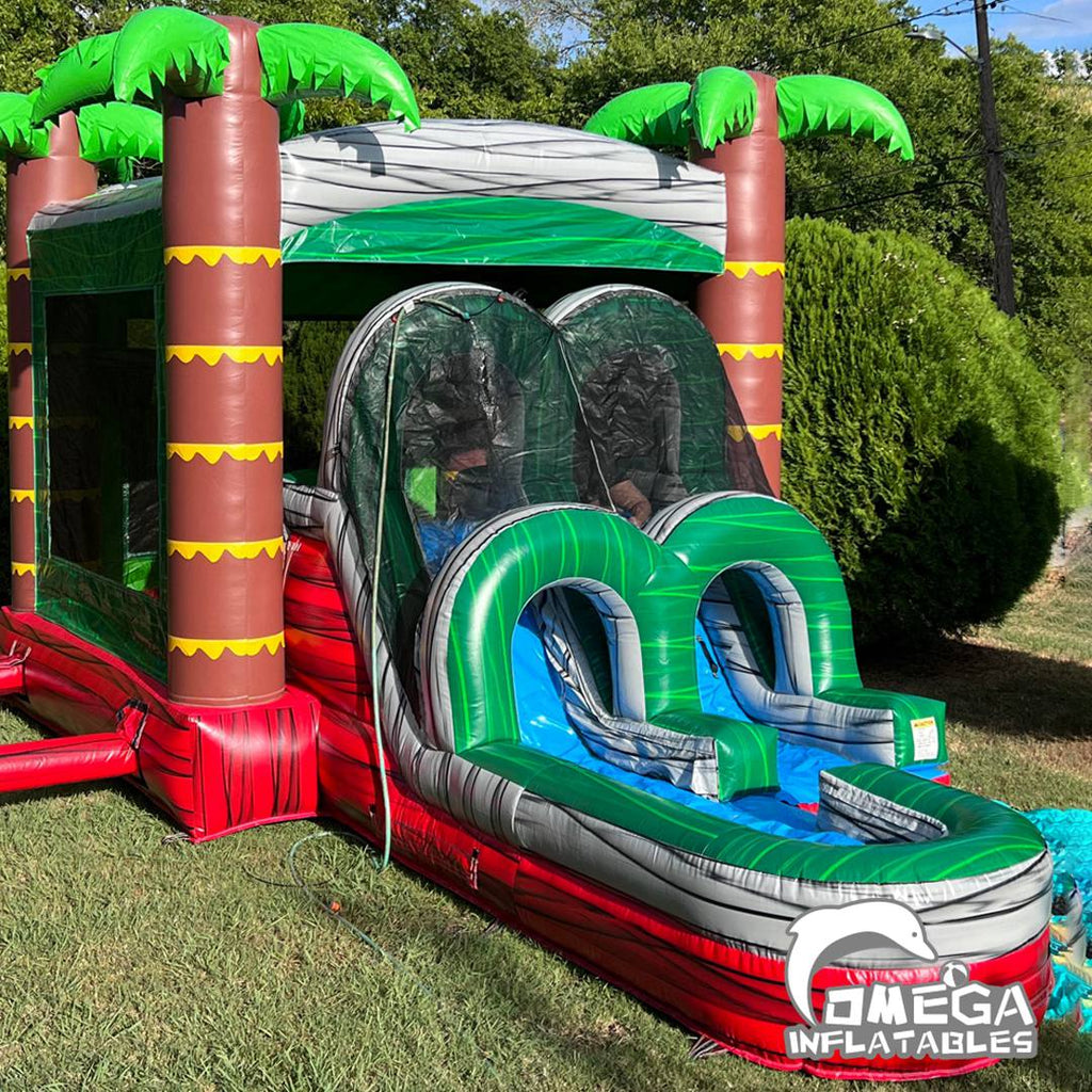 Tropical Red Marble Commercial Inflatable Wet Dry Combo for Sale