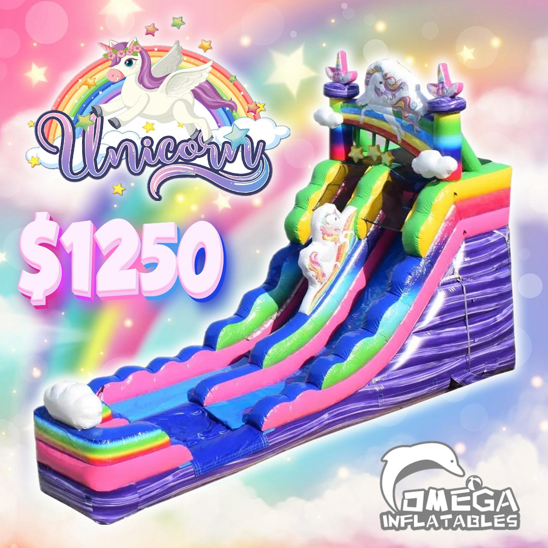 Unicorn Rainbow Water Slide – Omega Inflatables Factory