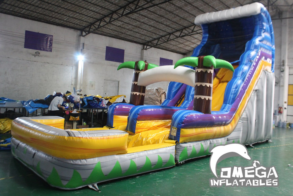 18FT Tropical Wave Marble Inflatable Water Slide