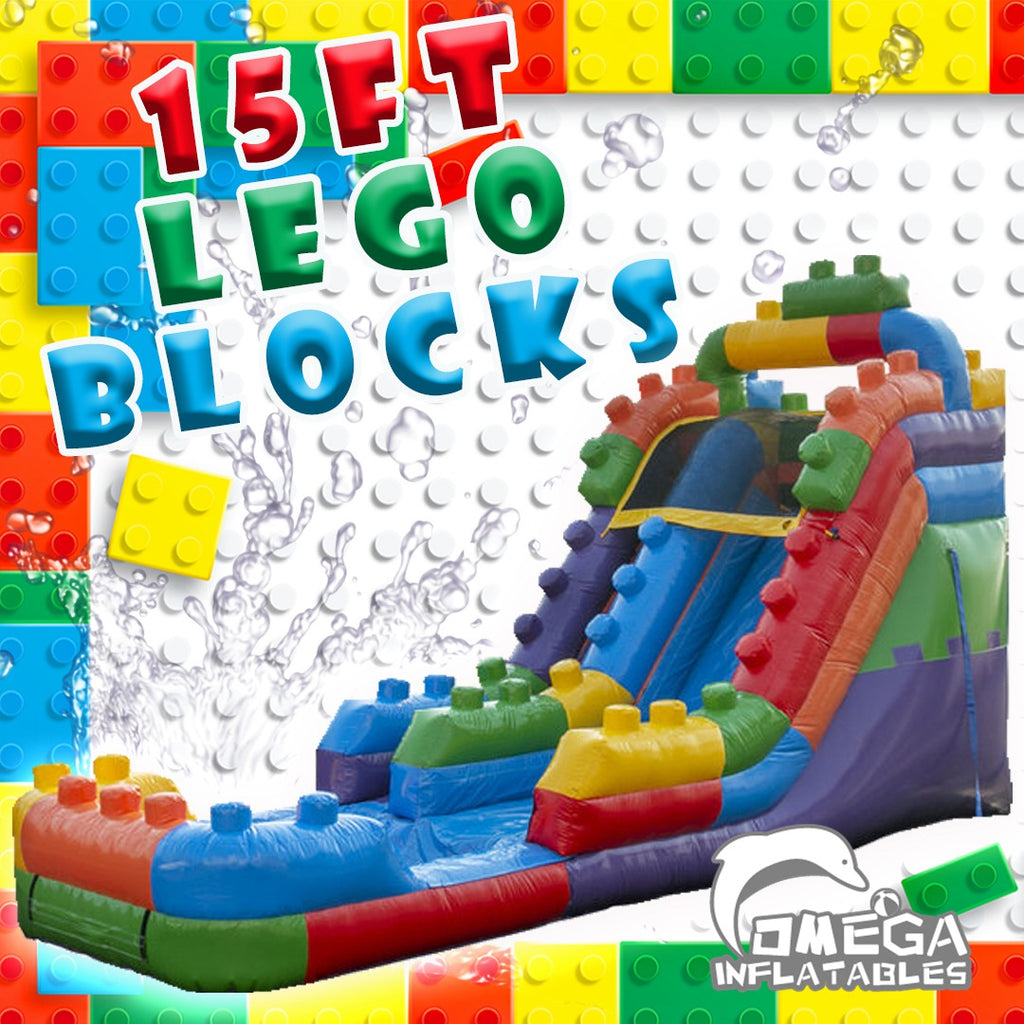 15FT Lego Blocks Commercial Inflatable Water Slide