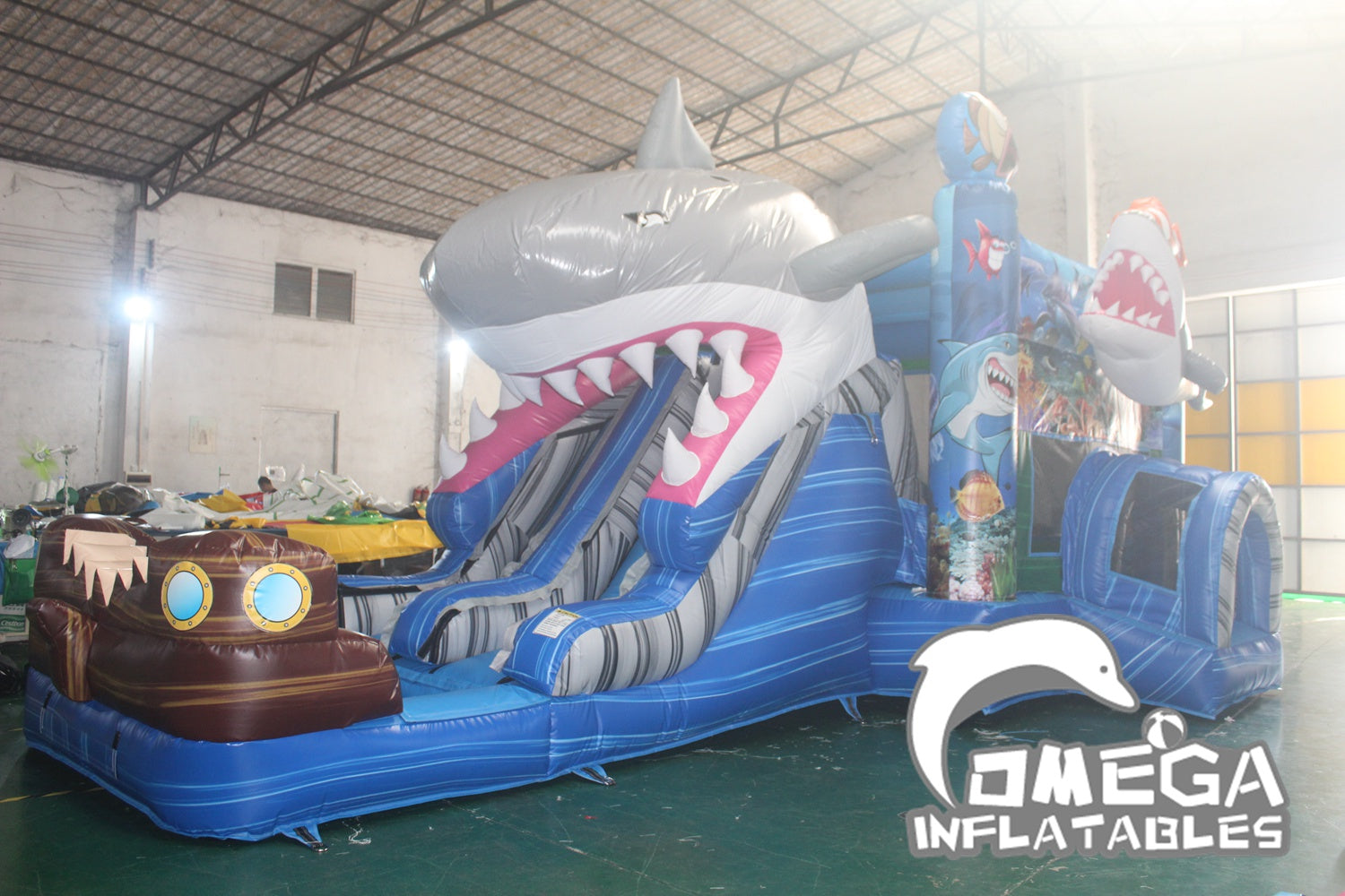 Shark Inflatable Combo Omega Inflatables Factory - Inflatables Shark Jumper Combo