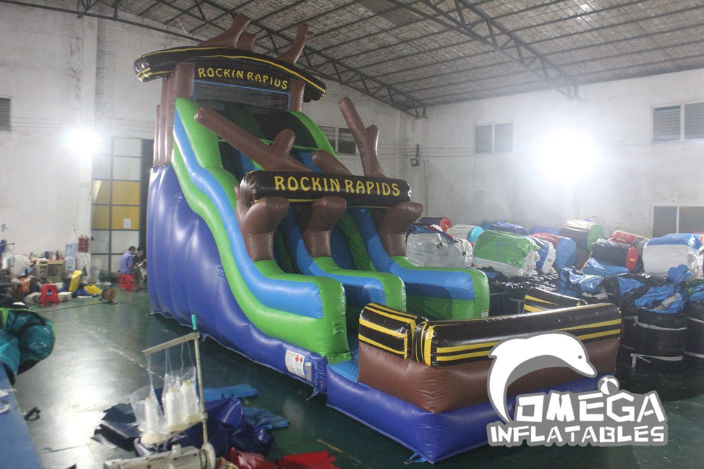 21FT Inflatable Rockin Rapids Water Slide with Pool