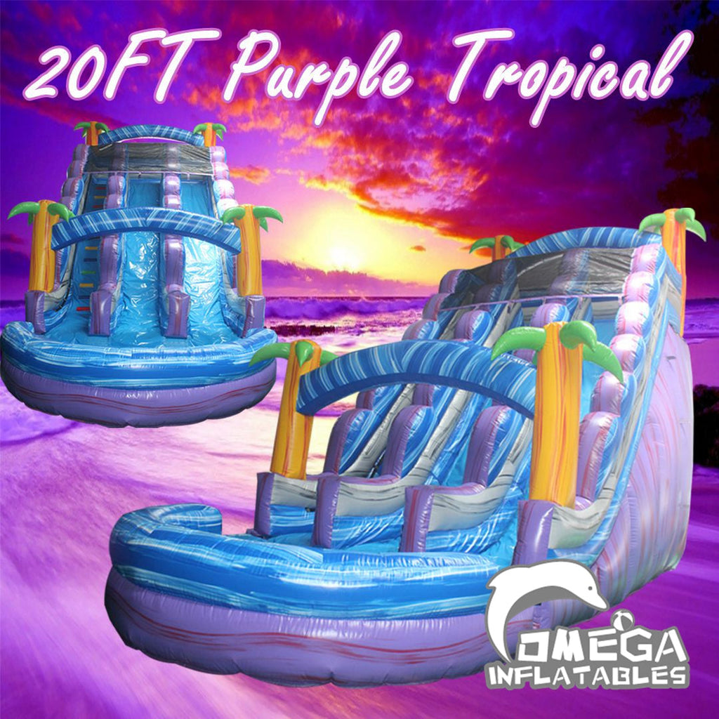 20FT Purple Tropical Commercial Inflatable Water Slide