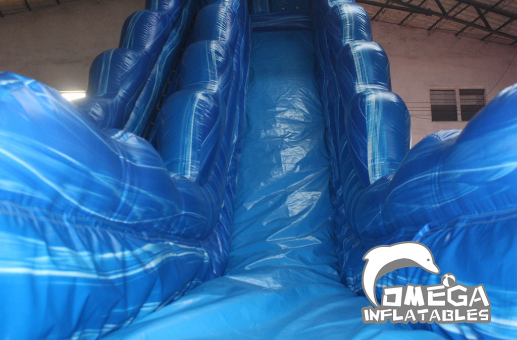 25FT Marble Blue Inflatable Tsunami Water Slide