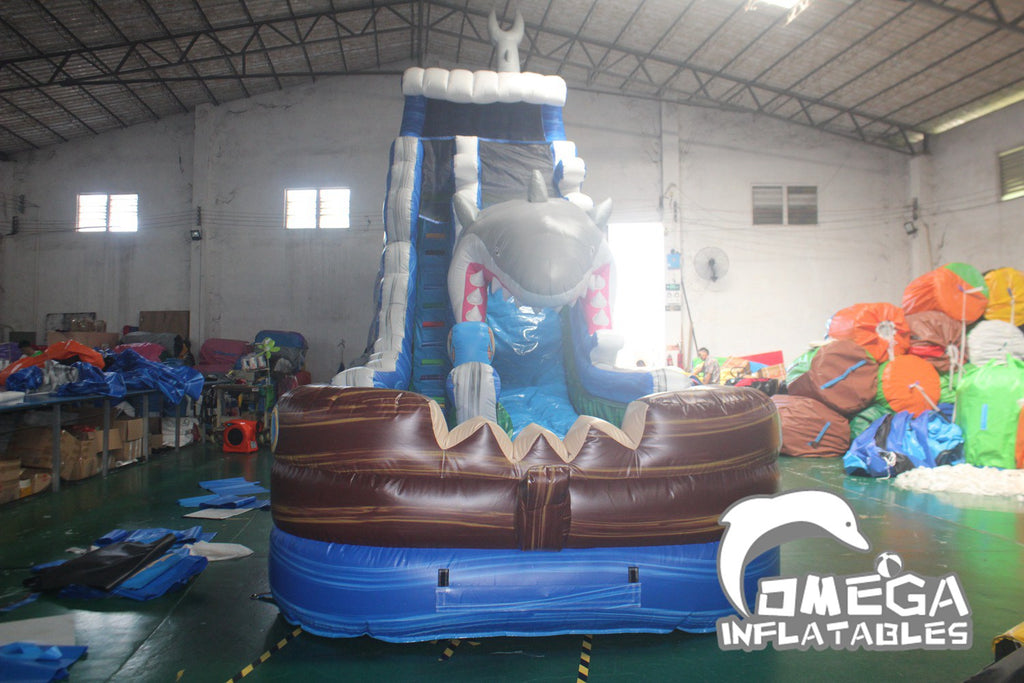 25FT Ship Wreck Shark Attack Inflatable Water Slide