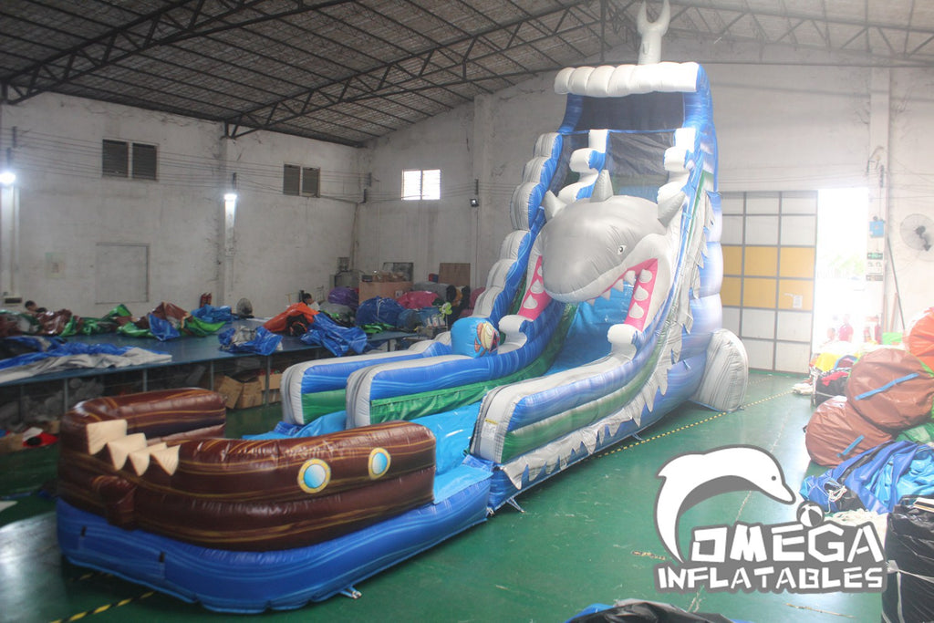 25FT Ship Wreck Shark Attack Inflatable Water Slide