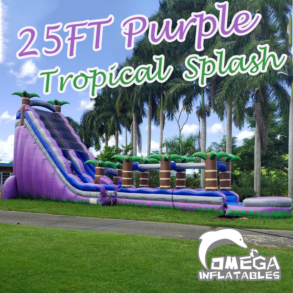25FT Purple Tropical Splash Water Slide