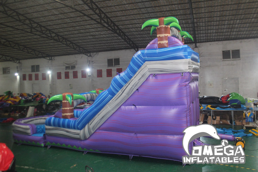 Commercial Inflatable 18FT Purple Tropical Wet Dry Slide
