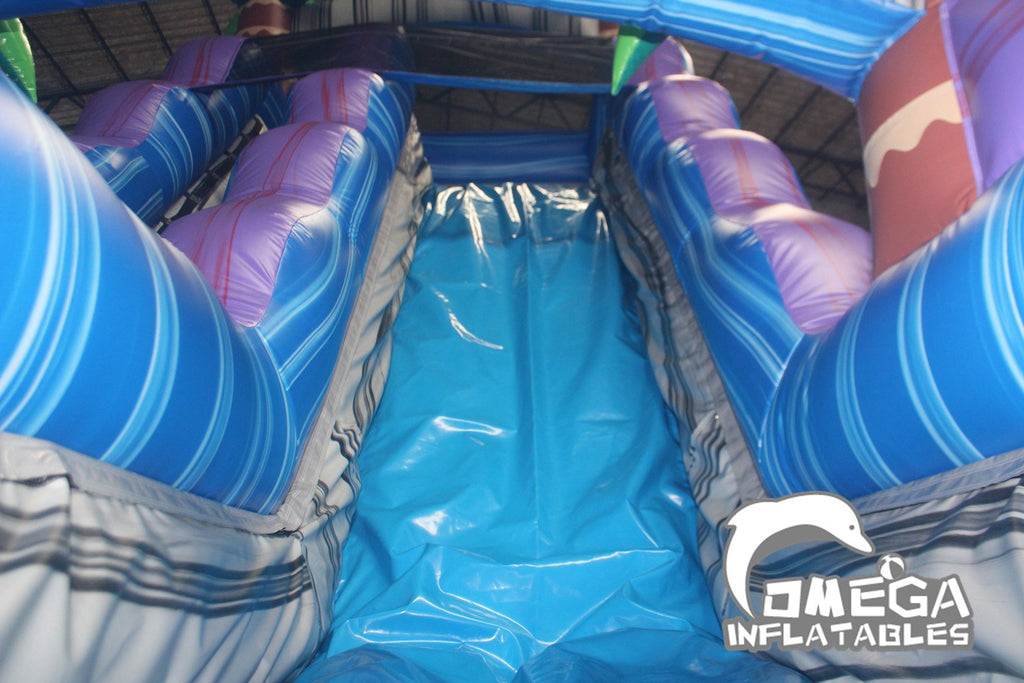 Commercial Inflatable 18FT Purple Tropical Wet Dry Slide