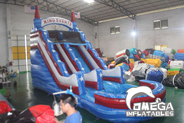 Omega Inflatables Factory - 17FT Stars & Stripes Water Slide