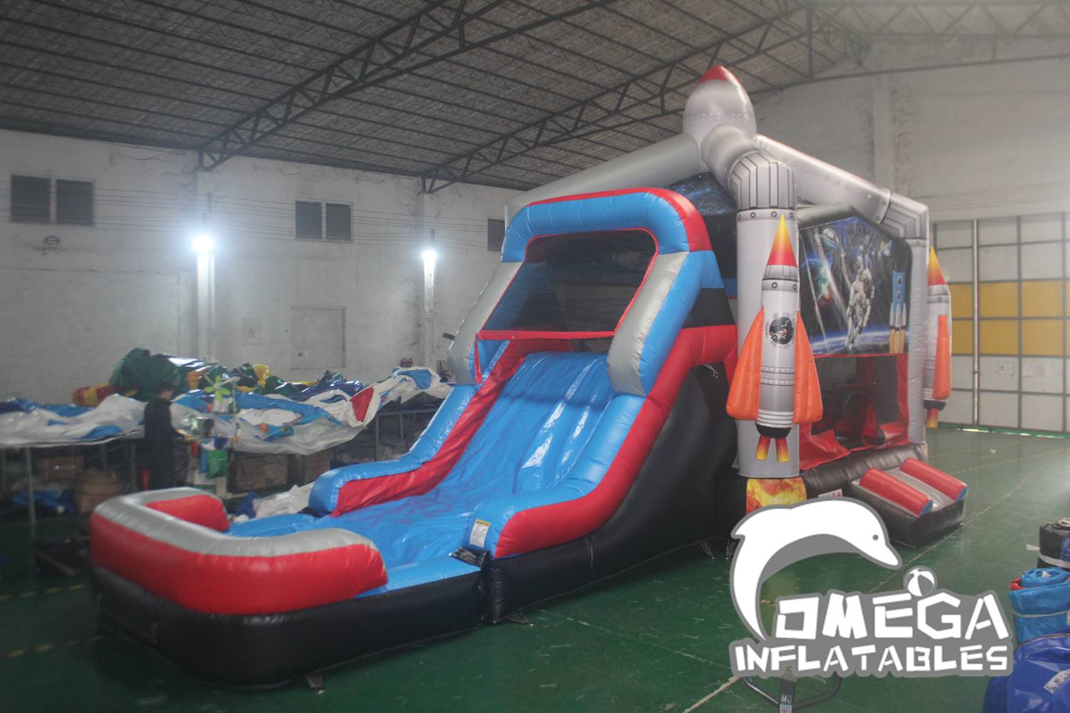 Moon Racer Inflatable Omega Inflatables Factory - Inflatable Space Combo Moon Bouncers for Sale