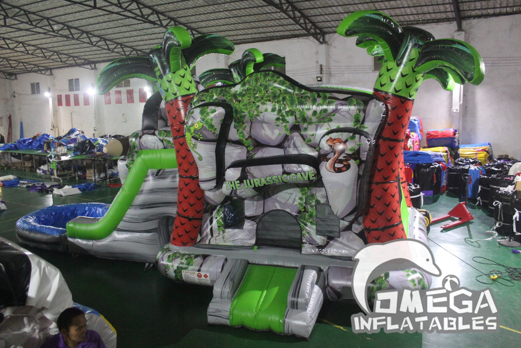 The Jurassic Cave Wet Dry Combo Water Moon Bounce for Sale