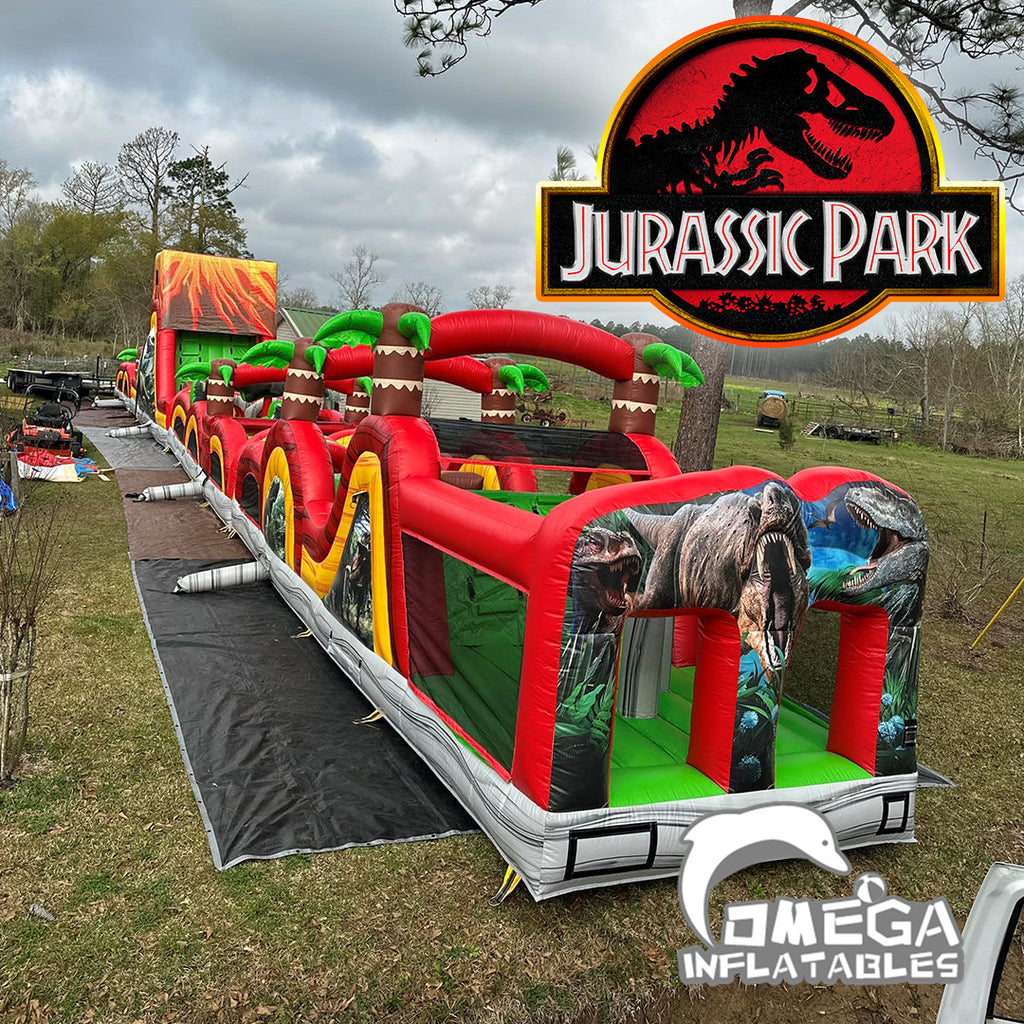 100FT Jurassic Park Commercial Inflatable Obstacle Course
