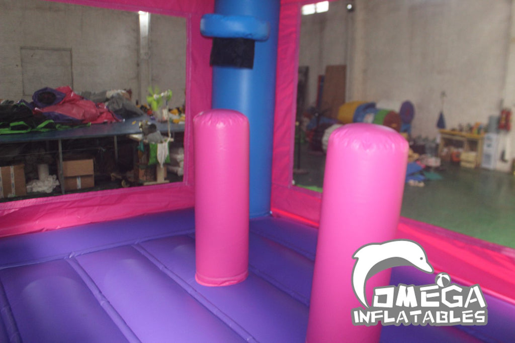 Omega Inflatables Factory - Kids Pink Inflatable Double Lane Combo