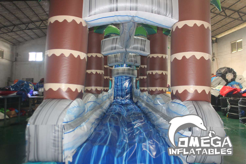25FT Lake Blue Splash Water Slide Commercial Inflatable for Sale