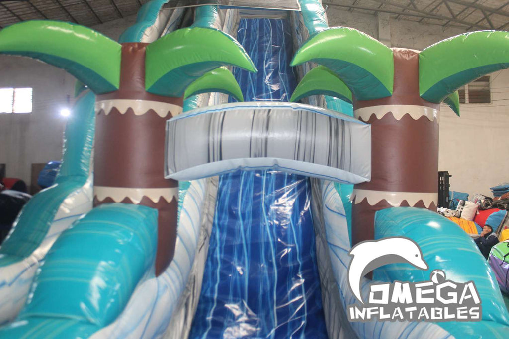 25FT Lake Blue Splash Water Slide Commercial Inflatable for Sale
