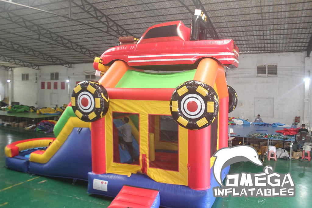 Super Monster Truck Inflatable Bounce House Water Slide for Sale