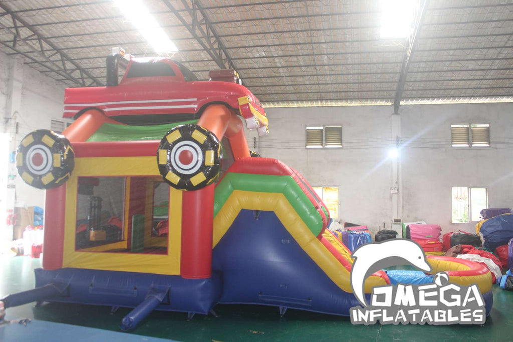 Super Monster Truck Inflatable Bounce House Water Slide for Sale