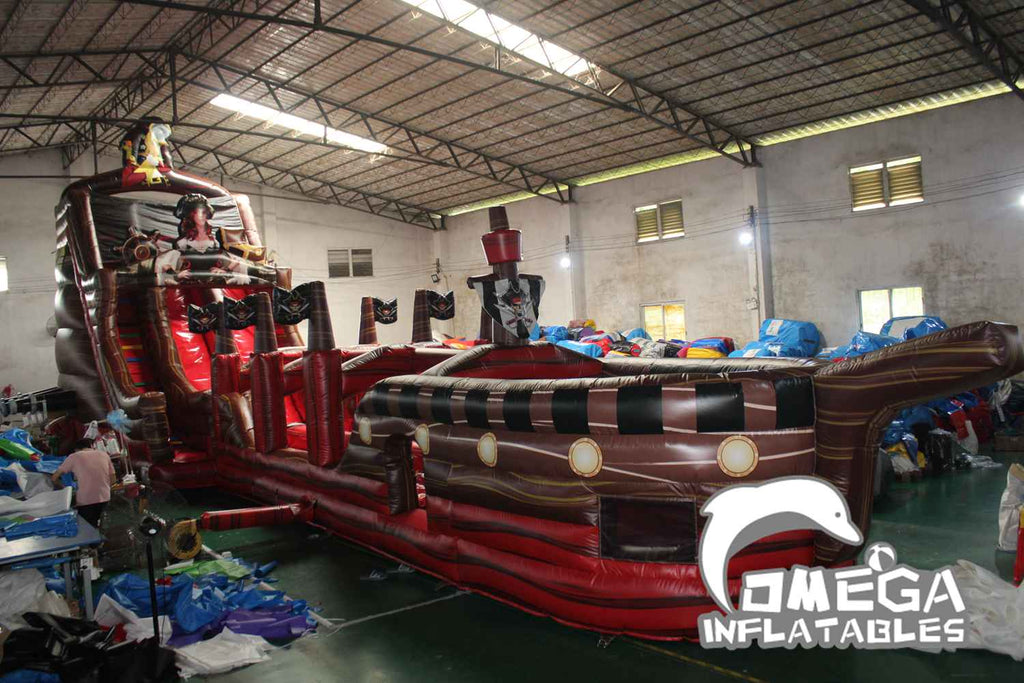 27FT Pirate Ship Double-Lane Water Slide