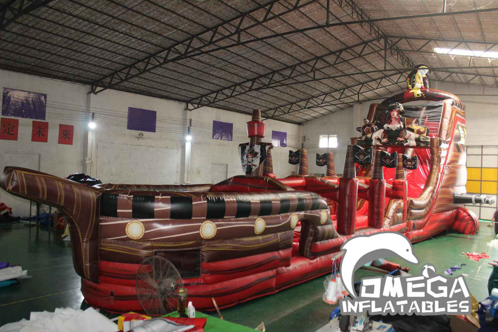 27FT Pirate Ship Double-Lane Water Slide