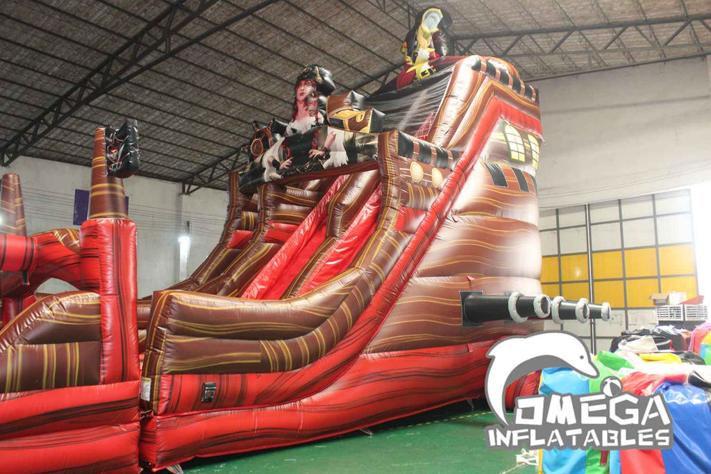 27FT Pirate Ship Double-Lane Water Slide