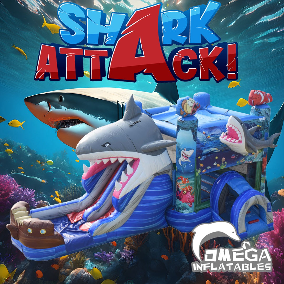 Shark Inflatable Combo Omega Inflatables Factory - Inflatables Shark Jumper Combo