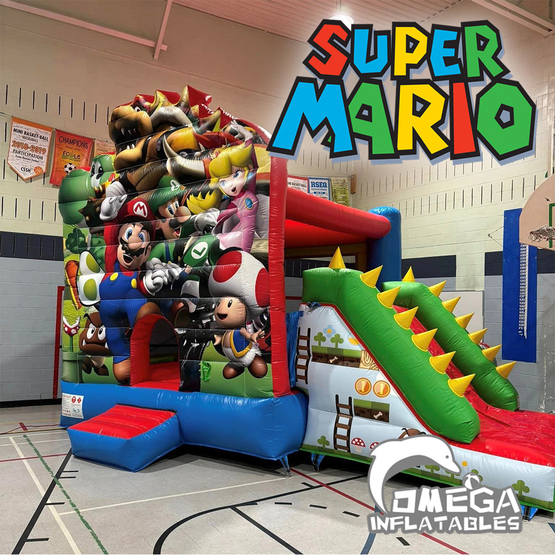 Inflatable Shell Mario Omega Inflatables Factory - Tropical Wave Dual Lane Wet Dry Combo