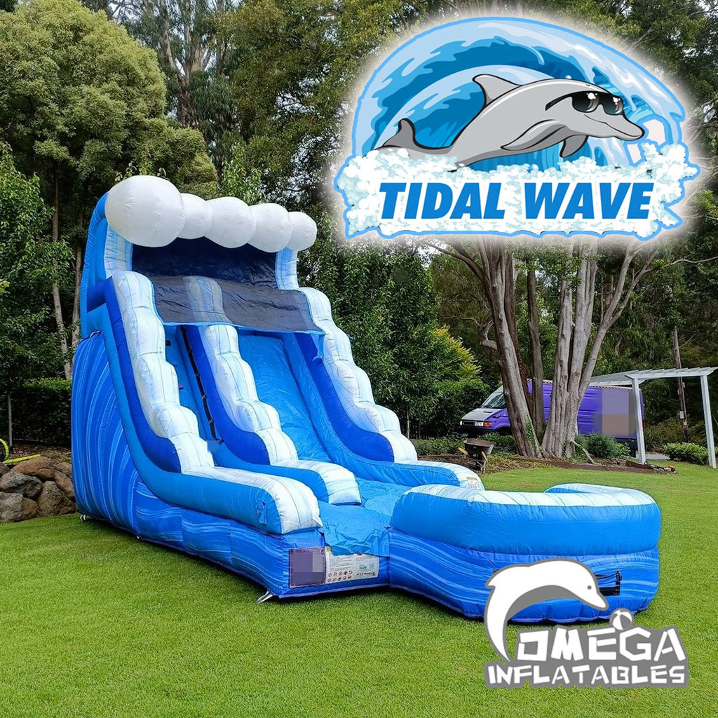 15FT Commercial Inflatables Tidal Wave Marble Wet Dry Slide