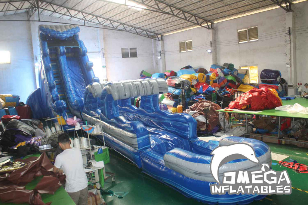 23FT Marble Blue Wave Water Slide