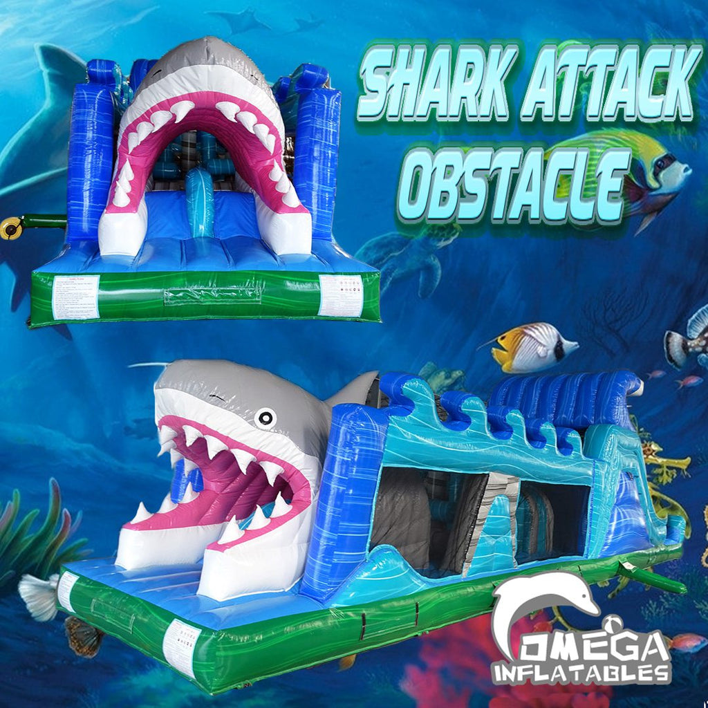46FT Long Shark Attack Inflatable Obstacle Course