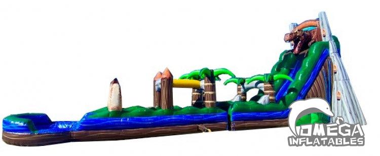 24FT Inflatable Jurassic Rush Water Slide - Omega Inflatables Factory