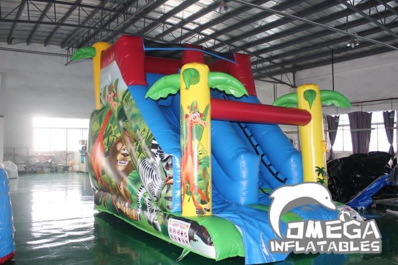 13FT Jungle Animals Palm Tree Dry Slide