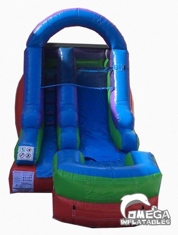 14FT Retro Rainbow Wet Dry Inflatable Slide