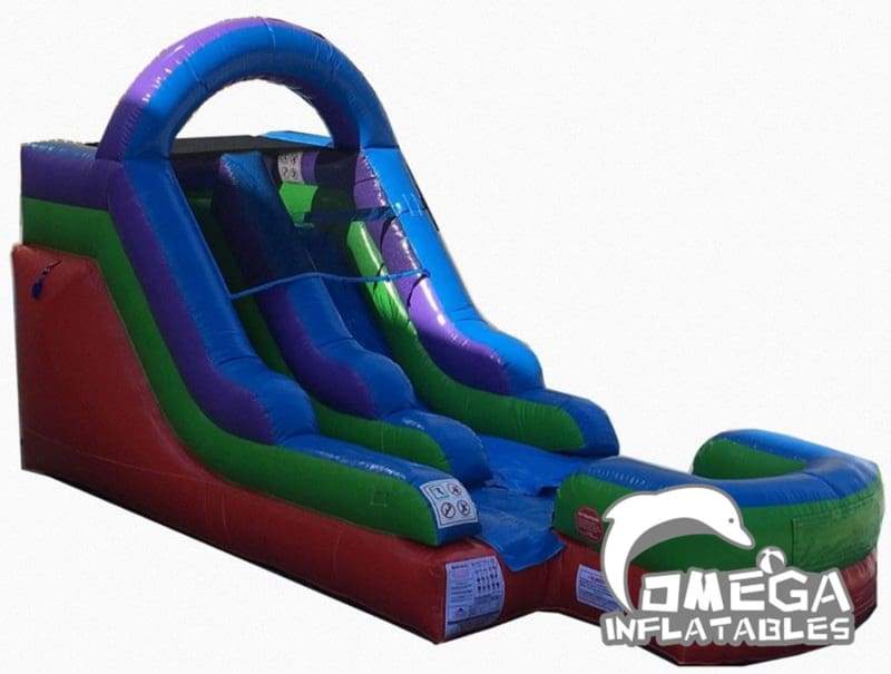 14FT Retro Rainbow Wet Dry Inflatable Slide