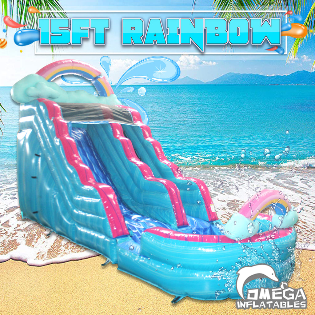 15FT Rainbow Inflatable Water Slide