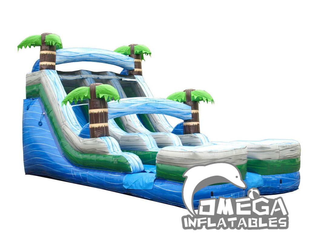 15FT Tropical Marble Double Bay Commercial Inflatable Water Slide