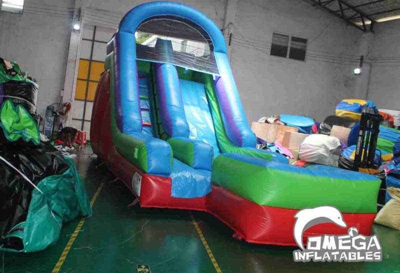 15FT Retro Rainbow Wet Dry Inflatable Slide