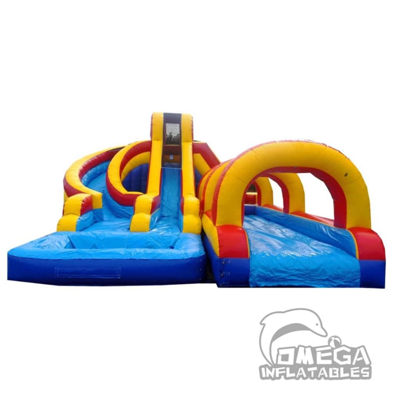 15FT Rainbow Helix Dual Lane Wet Dry Slide With Slip N Slide