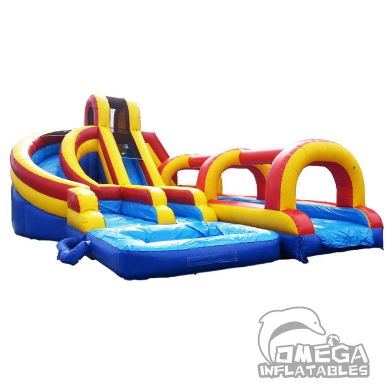 15FT Rainbow Helix Dual Lane Wet Dry Slide With Slip N Slide