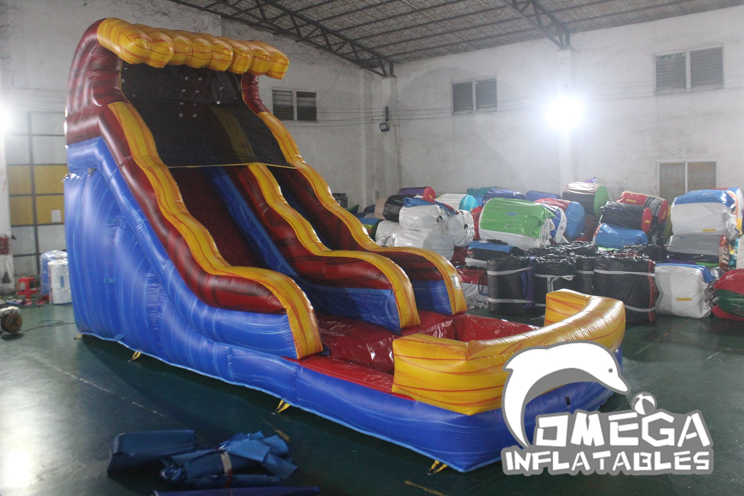 Custom Inflatable Water Slide Omega Inflatables Factory - 16FT Marble Lava Commercial Inflatables Wet ...