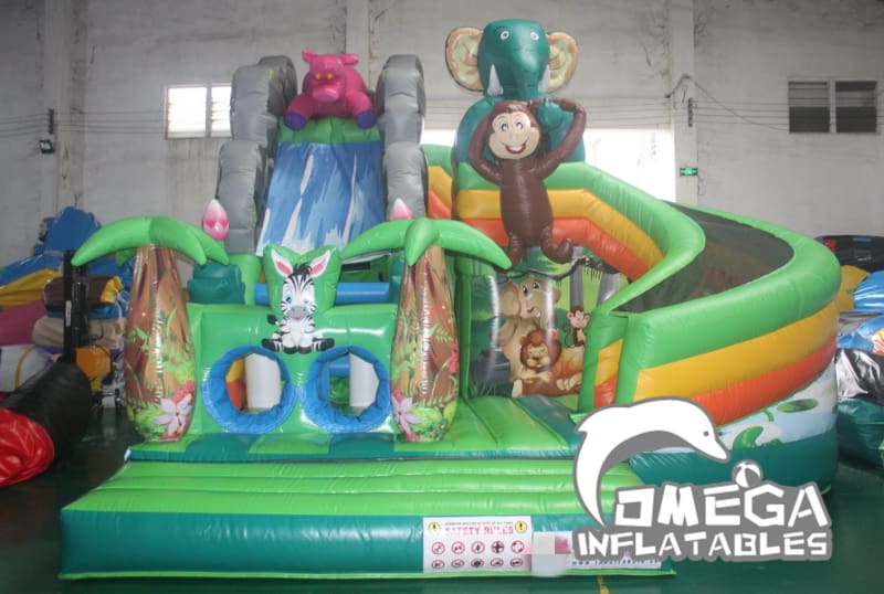 16FT Inflatable Jungle Animals Slide