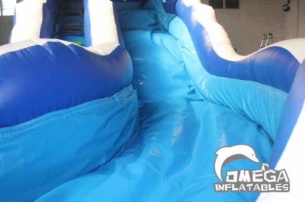 Omega Inflatables Factory - 17FT Blue Marble Curved Inflatable Water Slide